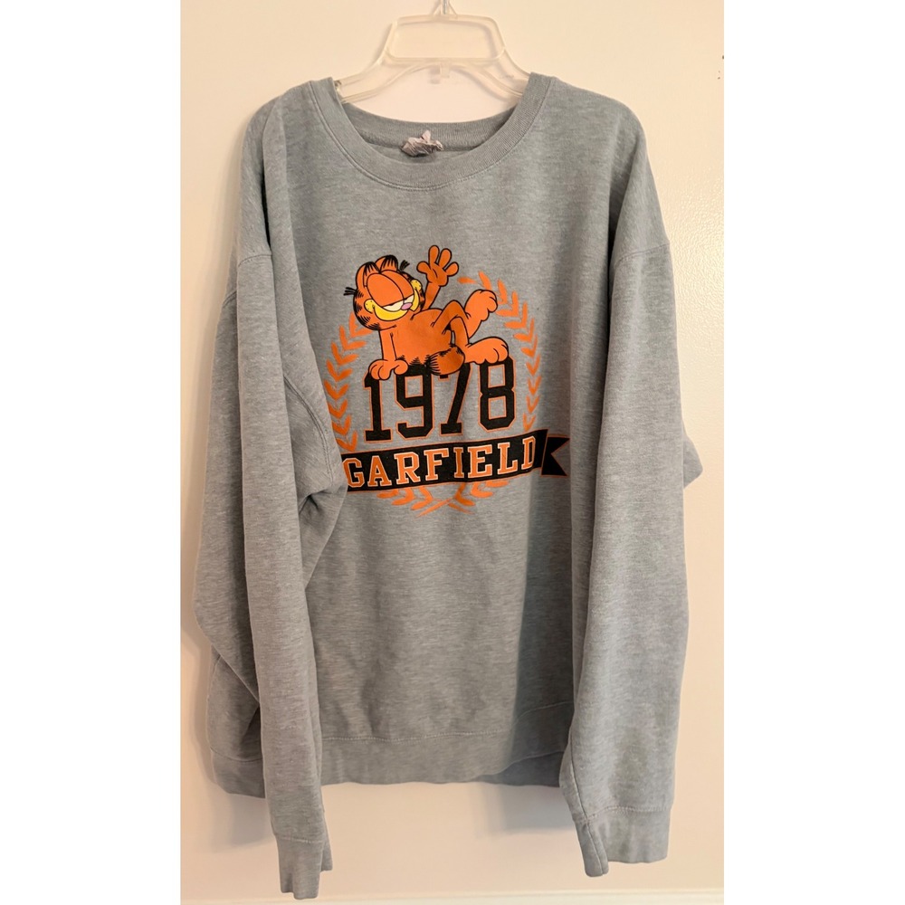 Delta Fleece Garfield 1978 Graphic Sweatshirt Gray Crewneck Mens XL Retro EUC